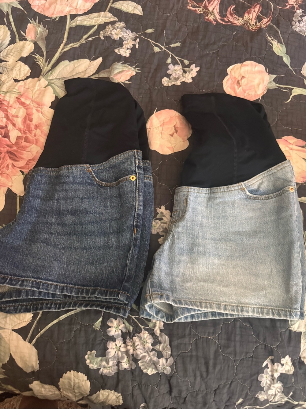 Maternity Denim Shorts with Belly Panels